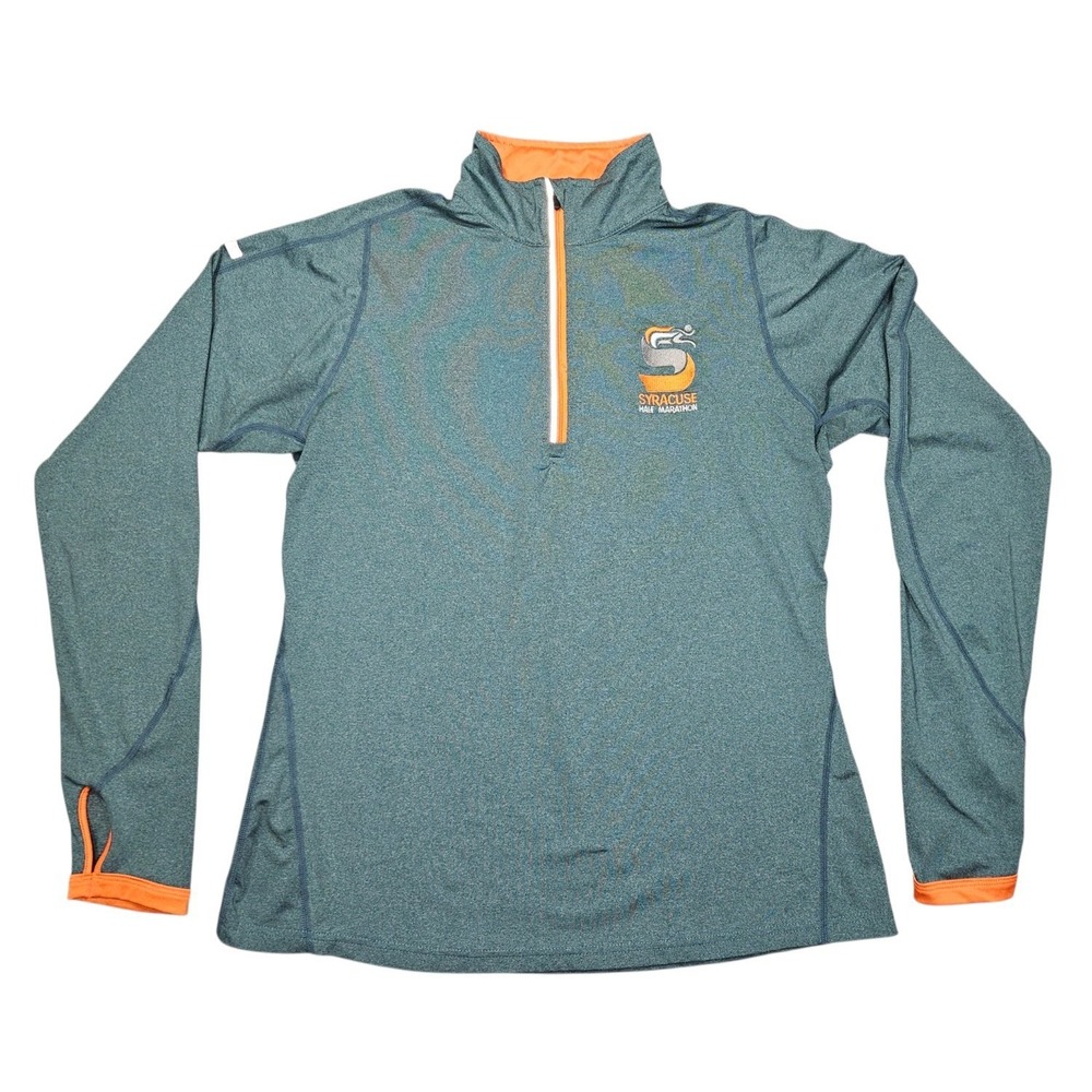 Syracuse Half Marathon 1/4 Zip Running Pullover Shirt Mens S Teal Blue YMCA